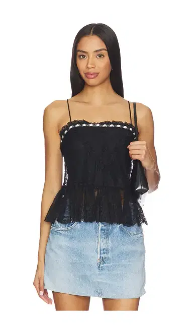 Alice + Olivia Alice + Olivia Alessia Lace Ruffle Crop Top | Thumbnail 1 Alice + Olivia Alice + Olivia Alessia Lace Ruffle Crop Top | Thumbnail 1