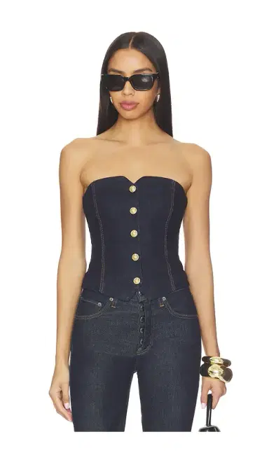 Alice + Olivia Alice + Olivia Kelcey Denim Strapless Vest Top | Thumbnail 1 Alice + Olivia Alice + Olivia Kelcey Denim Strapless Vest Top | Thumbnail 1