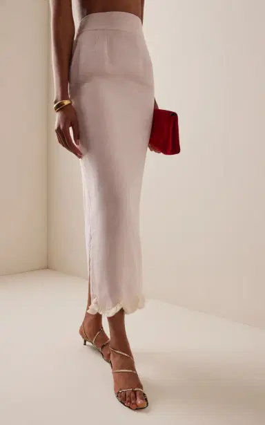 Posse Exclusive Essie Fringed Linen Maxi Column Skirt | Thumbnail 3 Posse Exclusive Essie Fringed Linen Maxi Column Skirt | Thumbnail 3