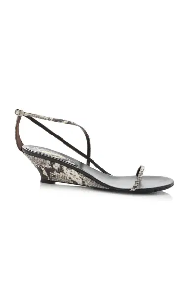 LUCASHEVA Varvara Python-Effect Leather Wedge Sandals | Thumbnail 1 LUCASHEVA Varvara Python-Effect Leather Wedge Sandals | Thumbnail 1