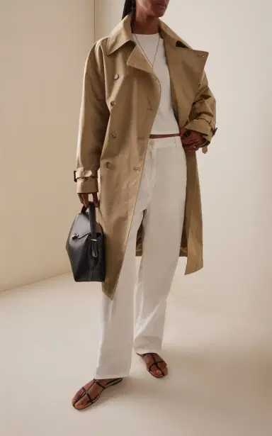 House of Dagmar Double-Breasted Cotton Long Trench Coat | Thumbnail 2 House of Dagmar Double-Breasted Cotton Long Trench Coat | Thumbnail 2