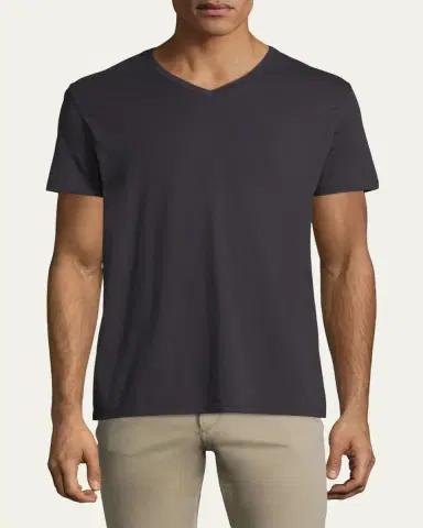 Vince Short-Sleeve V-Neck Jersey T-Shirt, Gray | Thumbnail 5 Vince Short-Sleeve V-Neck Jersey T-Shirt, Gray | Thumbnail 5