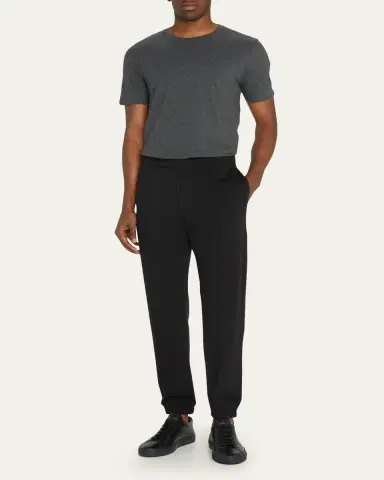 Vince Men's Short-Sleeve Pima Crewneck Jersey T-Shirt, Black | Thumbnail 2 Vince Men's Short-Sleeve Pima Crewneck Jersey T-Shirt, Black | Thumbnail 2