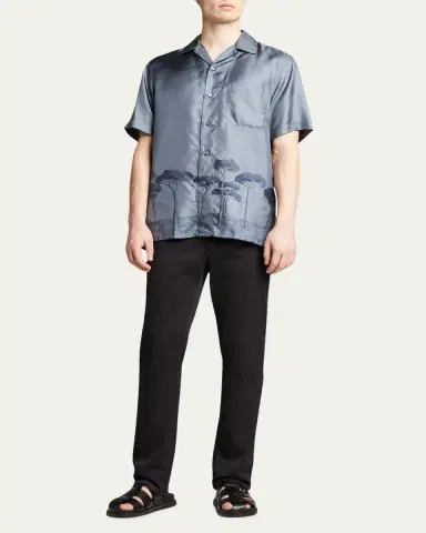 Brioni Men's Roman Tree-Print Silk Camp Shirt | Thumbnail 2 Brioni Men's Roman Tree-Print Silk Camp Shirt | Thumbnail 2