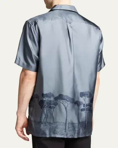 Brioni Men's Roman Tree-Print Silk Camp Shirt | Thumbnail 3 Brioni Men's Roman Tree-Print Silk Camp Shirt | Thumbnail 3