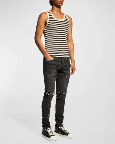 PURPLE Men's Slim-Fit Distressed Low-Rise Skinny Jeans | Thumbnail 2 PURPLE Men's Slim-Fit Distressed Low-Rise Skinny Jeans | Thumbnail 2