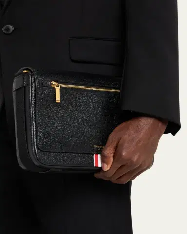 Thom Browne Men's Reporter Leather Crossbody Bag | Thumbnail 2 Thom Browne Men's Reporter Leather Crossbody Bag | Thumbnail 2