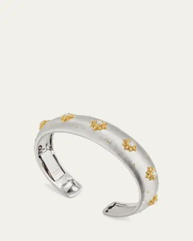 Buccellati 18K White Gold Macri Classica Cuff Bracelet with Diamonds | Thumbnail 3 Buccellati 18K White Gold Macri Classica Cuff Bracelet with Diamonds | Thumbnail 3