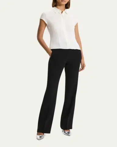 Theory Cap-Sleeve Modern Silk Georgette Blouse | Thumbnail 6 Theory Cap-Sleeve Modern Silk Georgette Blouse | Thumbnail 6