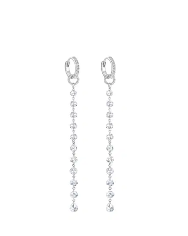 64 FACETS 18K White Gold Single Tassel Earrings with Diamonds, 3"L | Thumbnail 1 64 FACETS 18K White Gold Single Tassel Earrings with Diamonds, 3"L | Thumbnail 1