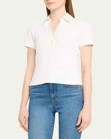 Veronica Beard Kearney Short-Sleeve Polo Top | Thumbnail 4 Veronica Beard Kearney Short-Sleeve Polo Top | Thumbnail 4
