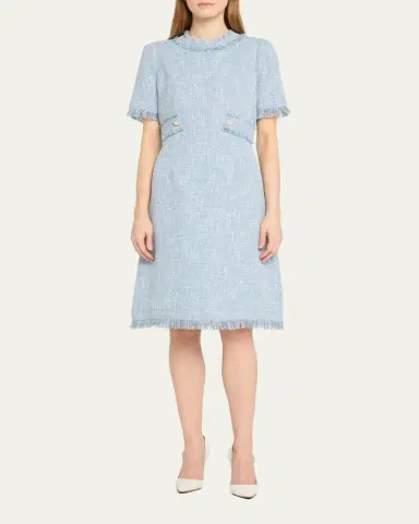Rickie Freeman for Teri Jon Fringe-Trim Boucle Tweed Dress | Thumbnail 2 Rickie Freeman for Teri Jon Fringe-Trim Boucle Tweed Dress | Thumbnail 2