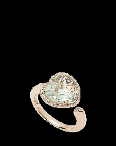 Daniella Kronfle 18K Rose Gold Heart Ring with Prasiolite and Diamonds | Thumbnail 2 Daniella Kronfle 18K Rose Gold Heart Ring with Prasiolite and Diamonds | Thumbnail 2