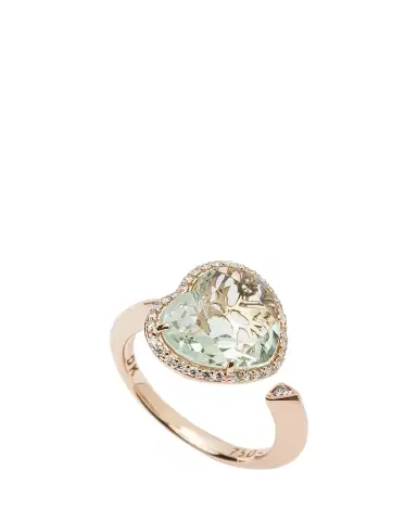 Daniella Kronfle 18K Rose Gold Heart Ring with Prasiolite and Diamonds | Thumbnail 1 Daniella Kronfle 18K Rose Gold Heart Ring with Prasiolite and Diamonds | Thumbnail 1