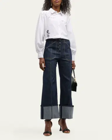 Cinq à Sept Benji Cuffed Ankle Topstitched Denim Pants | Thumbnail 2 Cinq à Sept Benji Cuffed Ankle Topstitched Denim Pants | Thumbnail 2