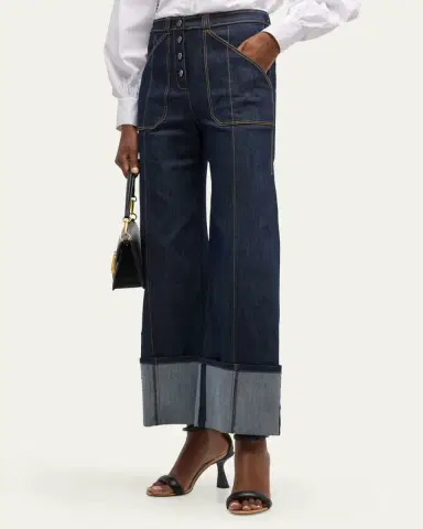 Cinq à Sept Benji Cuffed Ankle Topstitched Denim Pants | Thumbnail 4 Cinq à Sept Benji Cuffed Ankle Topstitched Denim Pants | Thumbnail 4