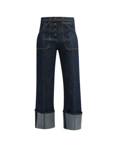 Cinq à Sept Benji Cuffed Ankle Topstitched Denim Pants | Thumbnail 1 Cinq à Sept Benji Cuffed Ankle Topstitched Denim Pants | Thumbnail 1