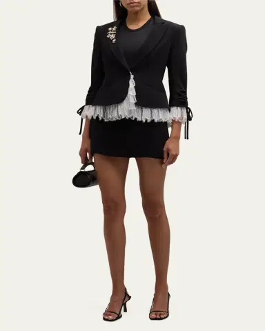 Cinq à Sept Le Petit Lace and Brooch Roxie Blazer | Thumbnail 2 Cinq à Sept Le Petit Lace and Brooch Roxie Blazer | Thumbnail 2