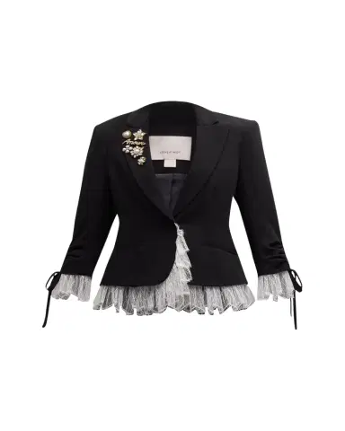 Cinq à Sept Le Petit Lace and Brooch Roxie Blazer | Thumbnail 1 Cinq à Sept Le Petit Lace and Brooch Roxie Blazer | Thumbnail 1
