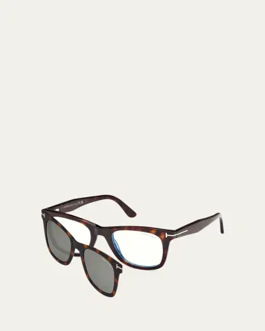 Tom Ford Men's Blue Light-Blocking Square Glasses with Clip-On Lenses | Thumbnail 2 Tom Ford Men's Blue Light-Blocking Square Glasses with Clip-On Lenses | Thumbnail 2