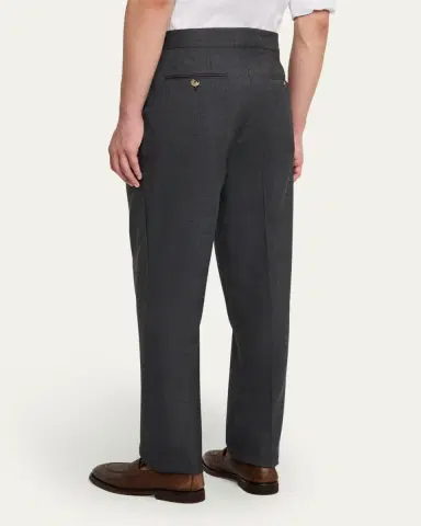 Brunello Cucinelli Men's Double-Pleated Wool Pants | Thumbnail 3 Brunello Cucinelli Men's Double-Pleated Wool Pants | Thumbnail 3