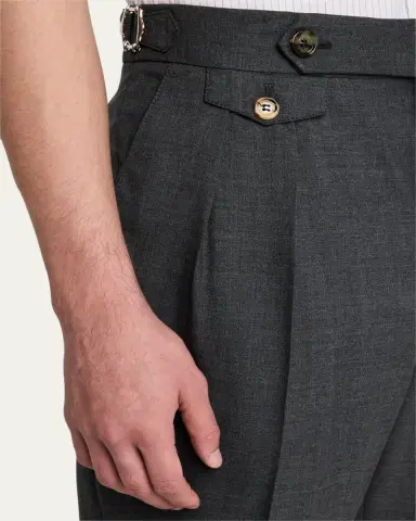 Brunello Cucinelli Men's Double-Pleated Wool Pants | Thumbnail 5 Brunello Cucinelli Men's Double-Pleated Wool Pants | Thumbnail 5