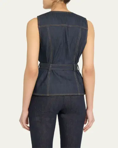 Cinq à Sept Reenee Belted Denim Vest | Thumbnail 3 Cinq à Sept Reenee Belted Denim Vest | Thumbnail 3