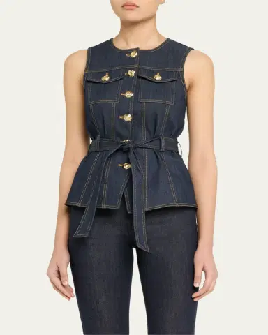 Cinq à Sept Reenee Belted Denim Vest | Thumbnail 4 Cinq à Sept Reenee Belted Denim Vest | Thumbnail 4