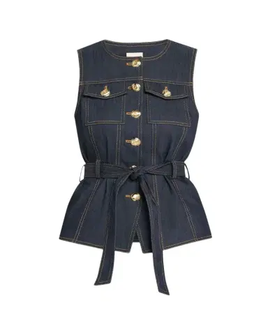 Cinq à Sept Reenee Belted Denim Vest | Thumbnail 1 Cinq à Sept Reenee Belted Denim Vest | Thumbnail 1
