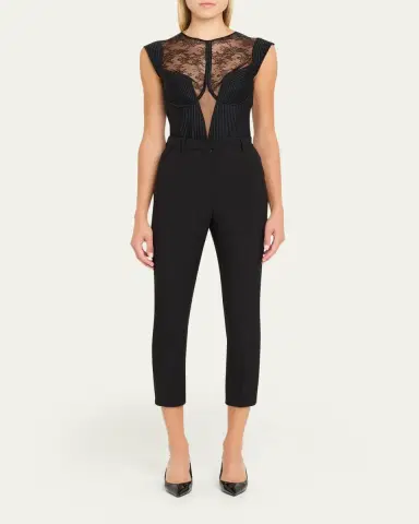 Livy Palace Quilted Satin & Floral Lace Bodysuit | Thumbnail 2 Livy Palace Quilted Satin & Floral Lace Bodysuit | Thumbnail 2