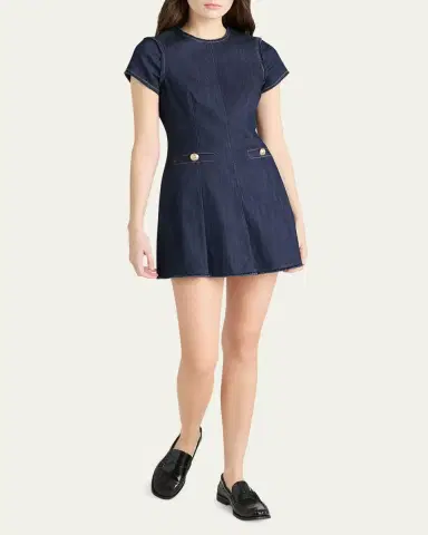 Cinq à Sept Nova Short-Sleeve Denim Mini Dress | Thumbnail 2 Cinq à Sept Nova Short-Sleeve Denim Mini Dress | Thumbnail 2