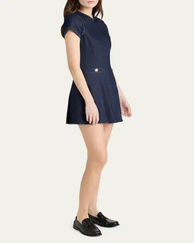 Cinq à Sept Nova Short-Sleeve Denim Mini Dress | Thumbnail 4 Cinq à Sept Nova Short-Sleeve Denim Mini Dress | Thumbnail 4