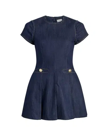 Cinq à Sept Nova Short-Sleeve Denim Mini Dress | Thumbnail 1 Cinq à Sept Nova Short-Sleeve Denim Mini Dress | Thumbnail 1