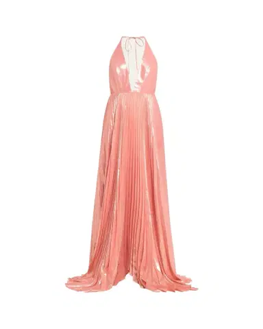 ALICE + OLIVIA Adalyn Pleated Metallic Halter Maxi Dress | Thumbnail 1 ALICE + OLIVIA Adalyn Pleated Metallic Halter Maxi Dress | Thumbnail 1