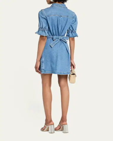 Cinq à Sept Nataly Denim Puff-Sleeve Mini Dress | Thumbnail 3 Cinq à Sept Nataly Denim Puff-Sleeve Mini Dress | Thumbnail 3