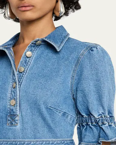 Cinq à Sept Nataly Denim Puff-Sleeve Mini Dress | Thumbnail 5 Cinq à Sept Nataly Denim Puff-Sleeve Mini Dress | Thumbnail 5