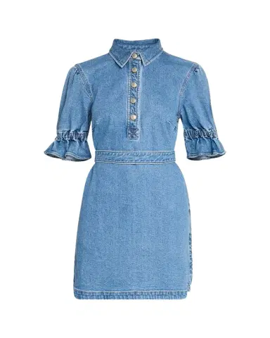 Cinq à Sept Nataly Denim Puff-Sleeve Mini Dress | Thumbnail 1 Cinq à Sept Nataly Denim Puff-Sleeve Mini Dress | Thumbnail 1