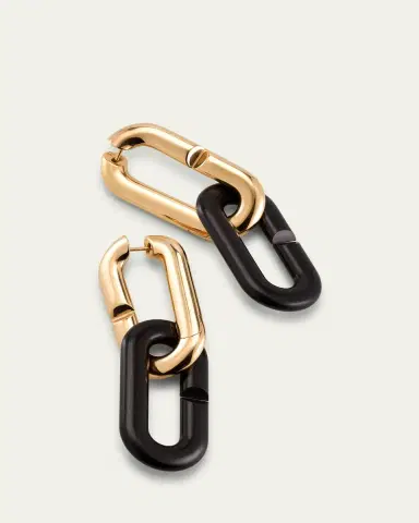Vhernier Mon Jeu Maxi 18K Rose Gold and Ebony Link Earrings | Thumbnail 3 Vhernier Mon Jeu Maxi 18K Rose Gold and Ebony Link Earrings | Thumbnail 3