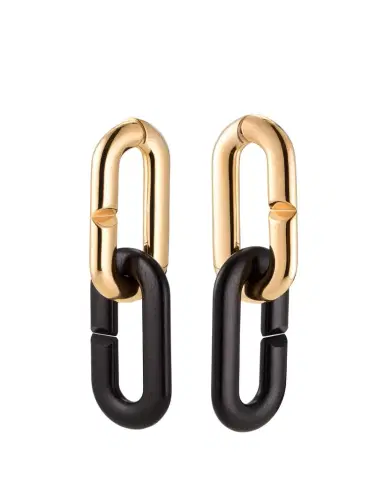 Vhernier Mon Jeu Maxi 18K Rose Gold and Ebony Link Earrings | Thumbnail 1 Vhernier Mon Jeu Maxi 18K Rose Gold and Ebony Link Earrings | Thumbnail 1
