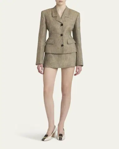 Ferragamo Wool-Cashmere Single-Breasted Blazer Jacket | Thumbnail 2 Ferragamo Wool-Cashmere Single-Breasted Blazer Jacket | Thumbnail 2