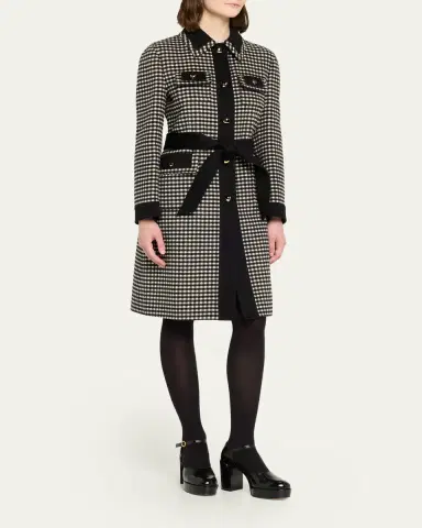 Valentino Garavani Vichy Check Belted Single-Breasted Coat | Thumbnail 4 Valentino Garavani Vichy Check Belted Single-Breasted Coat | Thumbnail 4