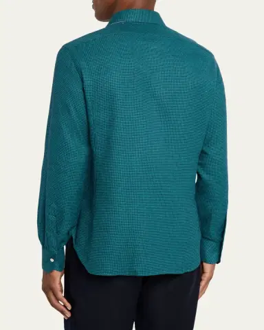 Kiton Men's Modern Fit Cotton Micro-Gingham Sport Shirt | Thumbnail 3 Kiton Men's Modern Fit Cotton Micro-Gingham Sport Shirt | Thumbnail 3