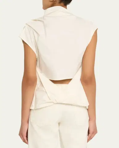 Ganni Ruched Asymmetric Cotton Blouse | Thumbnail 3 Ganni Ruched Asymmetric Cotton Blouse | Thumbnail 3