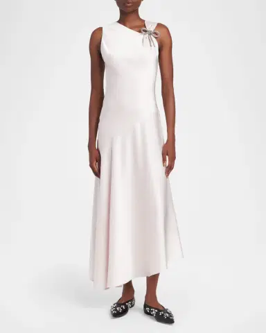 Jil Sander Asymmetric Bow-Shoulder Satin Midi Dress | Thumbnail 6 Jil Sander Asymmetric Bow-Shoulder Satin Midi Dress | Thumbnail 6