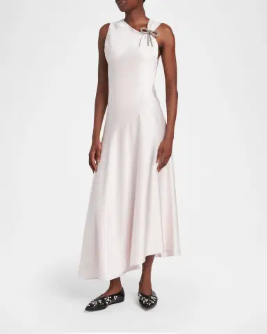 Jil Sander Asymmetric Bow-Shoulder Satin Midi Dress | Thumbnail 8 Jil Sander Asymmetric Bow-Shoulder Satin Midi Dress | Thumbnail 8