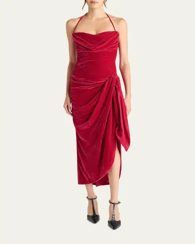 Cinq à Sept Noah Draped Velvet Dress | Thumbnail 2 Cinq à Sept Noah Draped Velvet Dress | Thumbnail 2