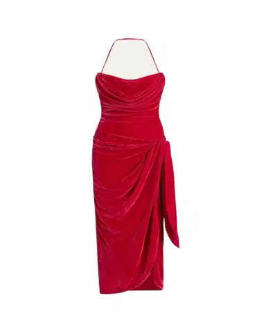 Cinq à Sept Noah Draped Velvet Dress | Thumbnail 1 Cinq à Sept Noah Draped Velvet Dress | Thumbnail 1
