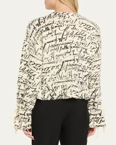 Cinq à Sept Cropped Love Journal Sweater | Thumbnail 3 Cinq à Sept Cropped Love Journal Sweater | Thumbnail 3