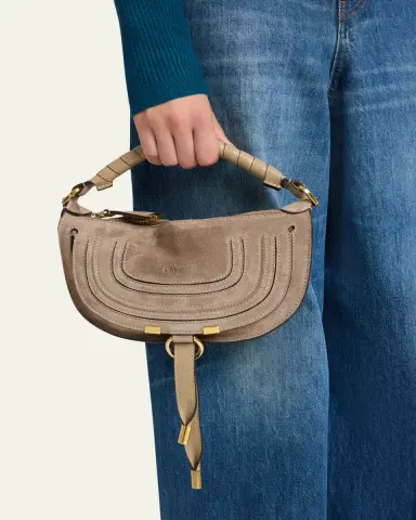 Chloé Marcie Mini Saddle Crossbody Bag in Suede | Thumbnail 2 Chloé Marcie Mini Saddle Crossbody Bag in Suede | Thumbnail 2