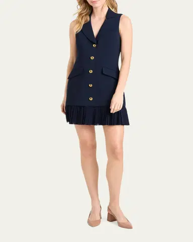 Cinq a Sept Regan Sleeveless Pleated-Skirt Blazer Mini Dress | Thumbnail 2 Cinq a Sept Regan Sleeveless Pleated-Skirt Blazer Mini Dress | Thumbnail 2